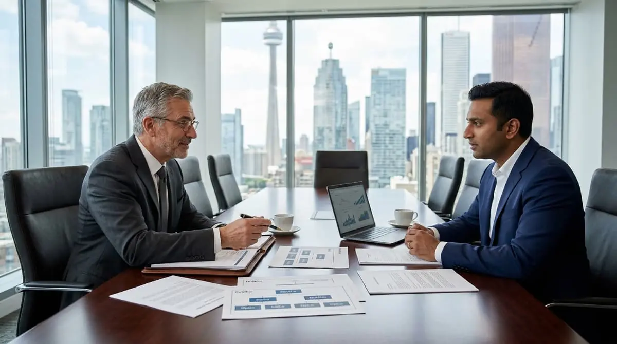 Corporate tax advisor reviewing retirement collateral structures for business owners