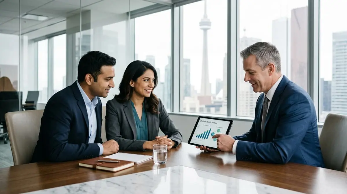 Independent wealth advisor mapping out collateral bank loan architecture for business owner